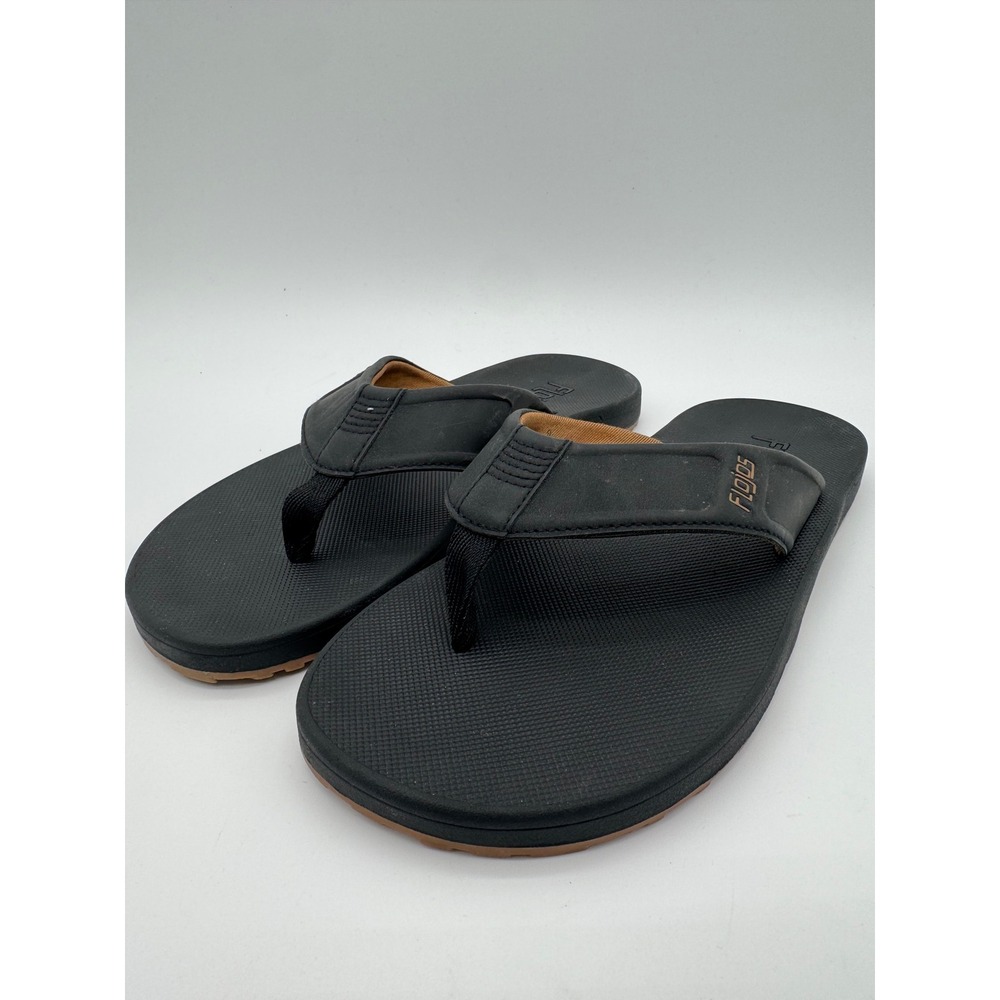 Flojos Mens Flip Flops Size 9 Black Comfort Sandals Casual Beach Thong